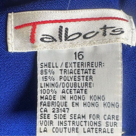 Vintage Talbots royal blue long sleeve pleated maxi dress size 16 - Picture 6 of 7